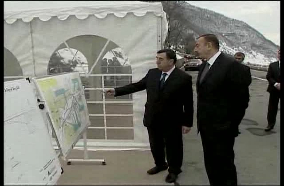 President Ilham Aliyev inaugurates bridge in Gakh region