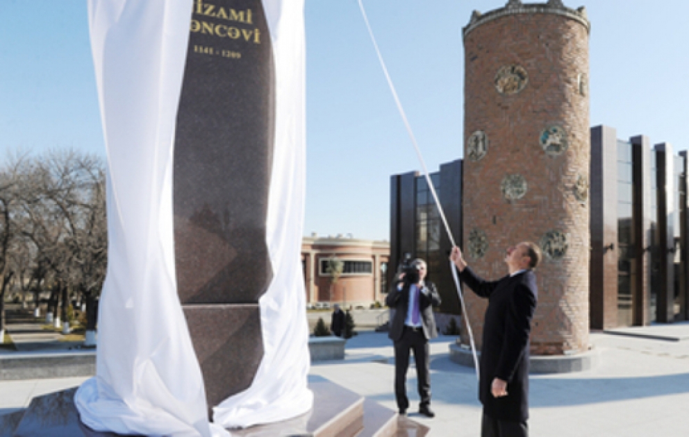President Ilham Aliyev inaugurated Nizami Ganjavi monument in Khamsa complex in Ganja