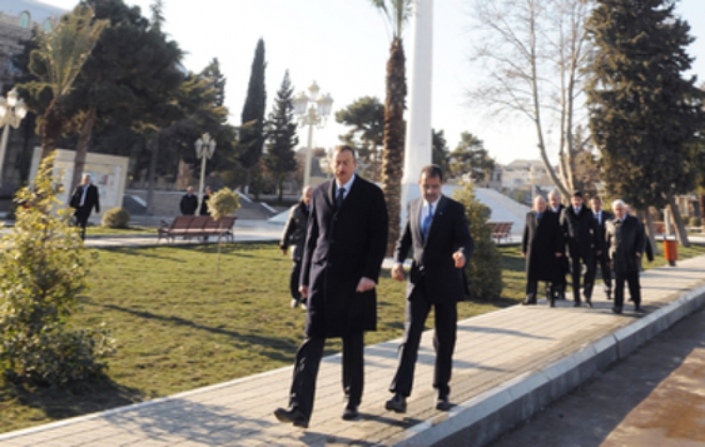 President Ilham Aliyev opens Flag Square in Ganja