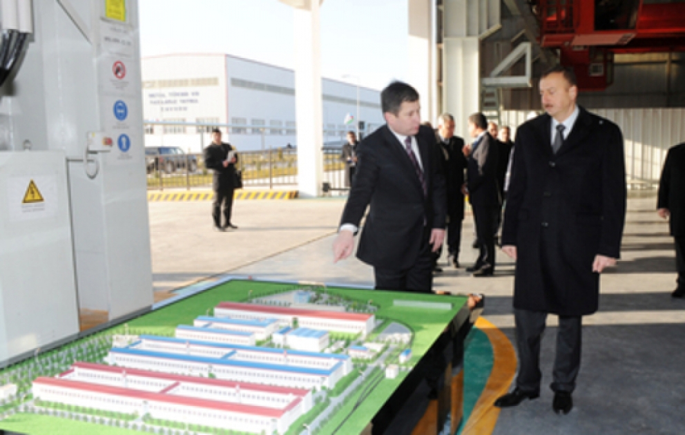 Azerbaijani President opens Ganja aluminum factory complex