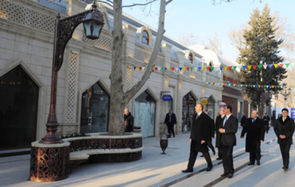 President Ilham Aliyev inspects redevelopment work in Javad Khan Street in Ganja