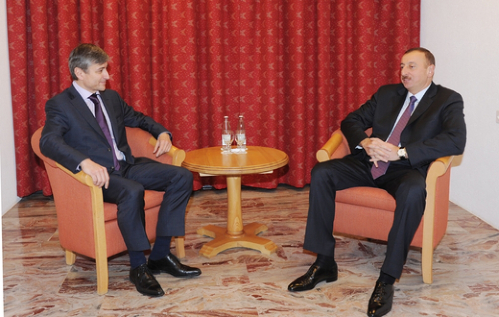 President Ilham Aliyev meets President of Microsoft International Jean-Philippe Courtois