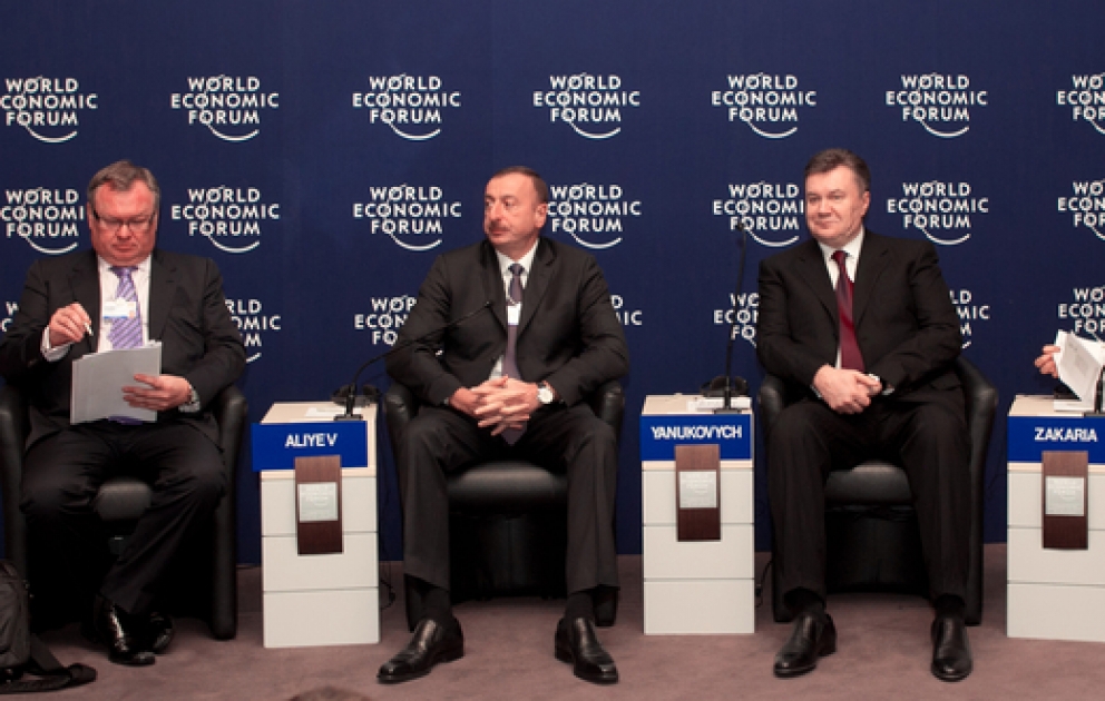 President Ilham Aliyev attends World Economic Forum`s The Future of Eurasia session in Davos