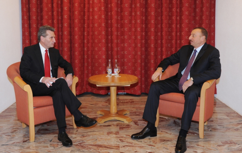 President Ilham Aliyev meets with European Commissioner for Energy in European Commission Günther Oettinger
