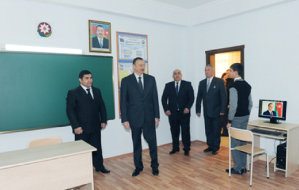 President Ilham Aliyev opens new building for school No 3 in Goranboy