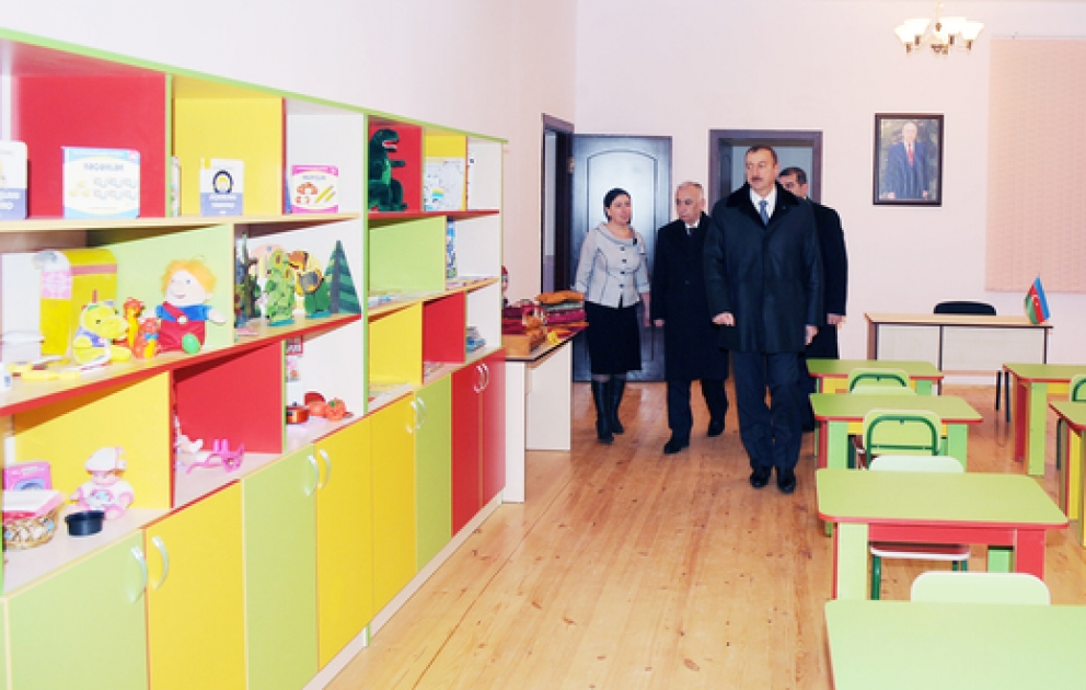 President Ilham Aliyev inspects newly-repaired and reconstructed orphanage-kindergartens in Baku