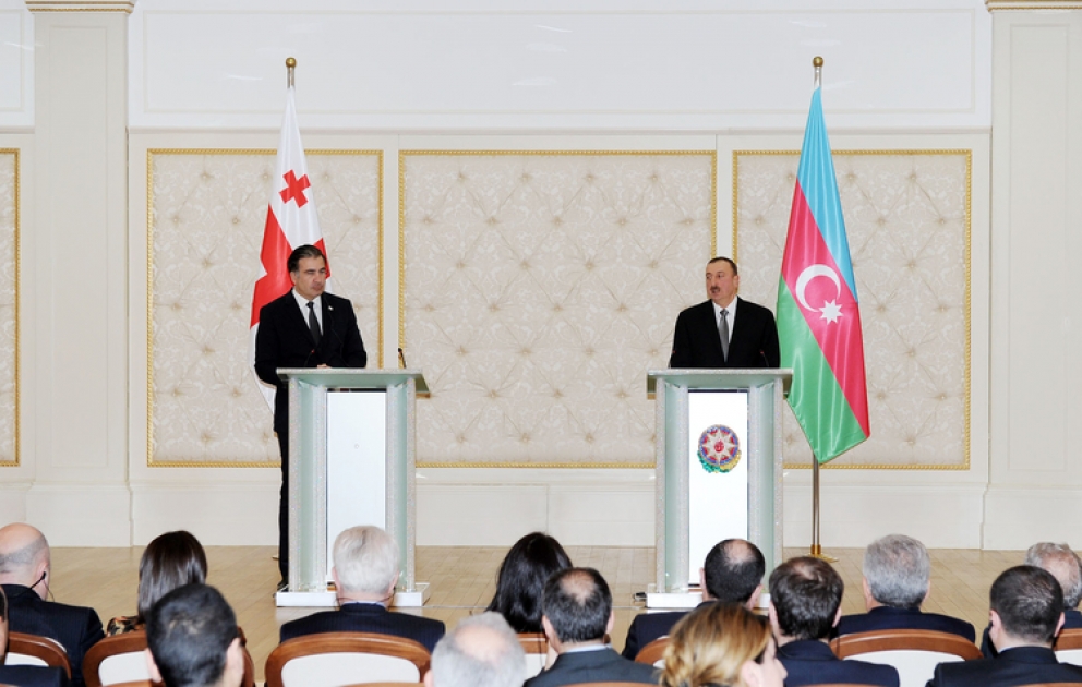 Azerbaijani, Georgian presidents make joint press statements