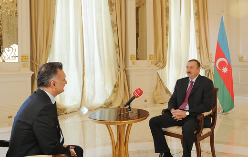 President Ilham Aliyev gives interview to TRT channel`s Baku representative Yuksel Degercan