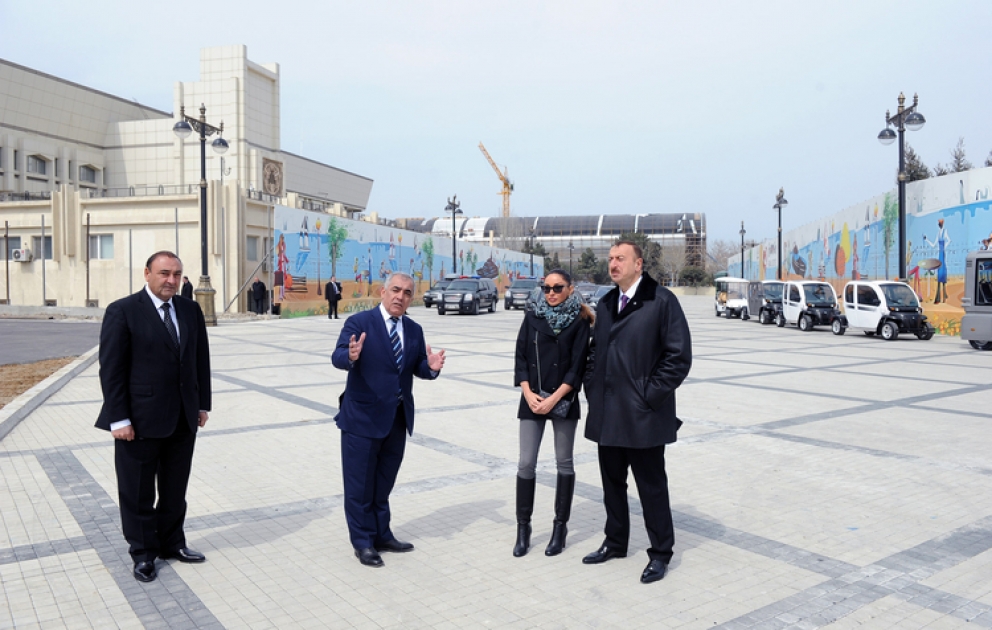 Azerbaijani President inspects construction progress at National Flag Square and Sports and Concert Complex