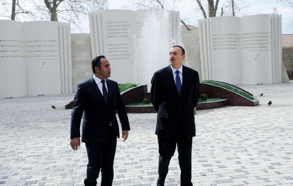 Azerbaijan`s President inaugurates newly-restored Samad Vurgun Culture and Leisure Park in Agstafa
