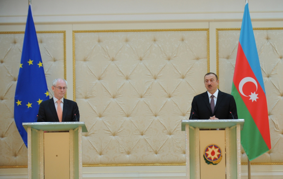 Les présidents de l’Azerbaïdjan et du Conseil européen ont fait des déclarations à la presse