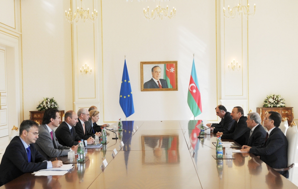 La rencontre du président azerbaïdjanais Ilham Aliyev et du président du Conseil européen Herman Van Rompuy avec la participation des délégations