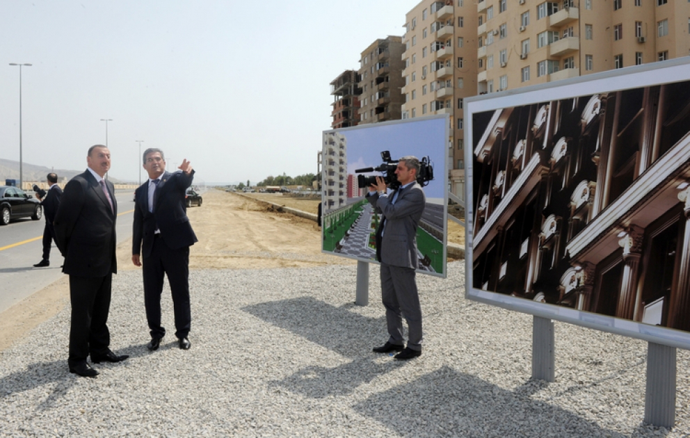 President Ilham Aliyev visits site of new park to be built in Sahil district of Garadagh region