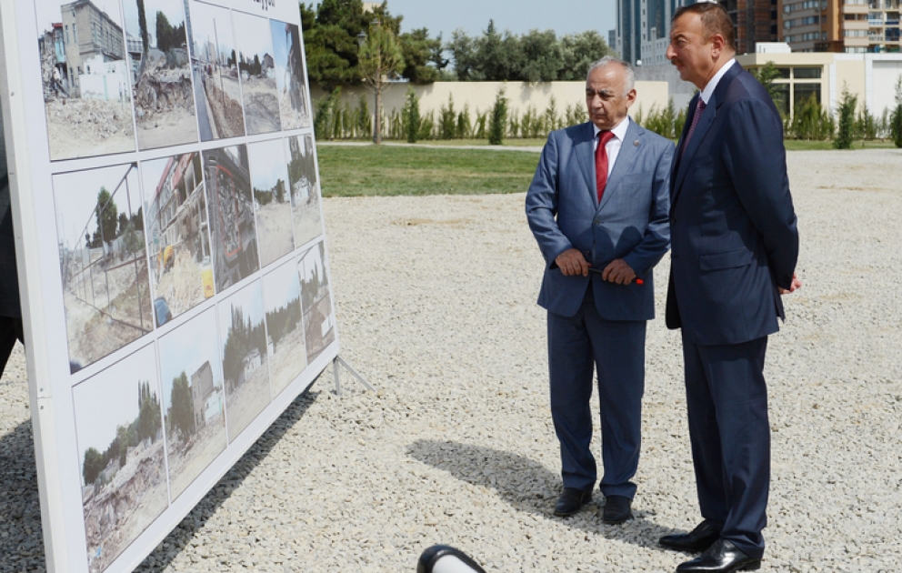 President Ilham Aliyev inspects new park in Baku