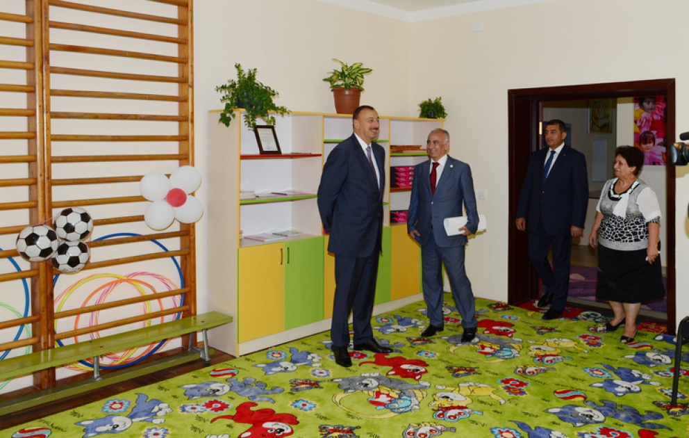President Ilham Aliyev inspects newly-reconstructed orphanage and kindergarten No 268 in Bulbule