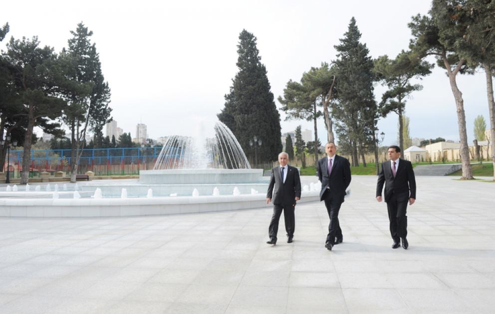 Le président Ilham Aliyev a participé à la cérémonie inaugurale du parc de culture et de repos situé dans le bourg de Biladjari suite aux travaux de restauration et de reconstruction
