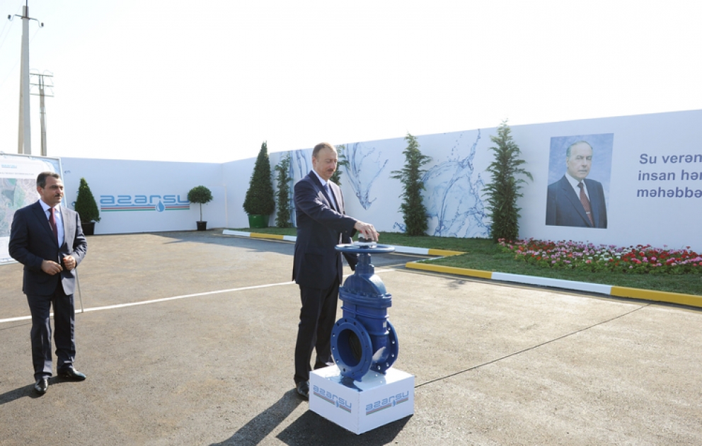 Le président Ilham Aliyev a participé à la cérémonie de l’approvisionnement en eau potable de la ville de Chirvan