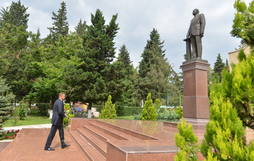 Le président azerbaïdjanais Ilham Aliyev est arrivé en visite à la région de Zagatala