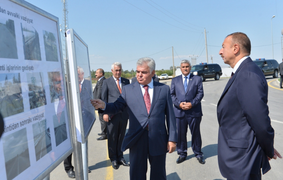 Le président Ilham Aliyev a participé à l’ouverture de la partie Hadjigaboul-Sabirabad de l’autoroute Hadjigaboul-Bahramtapa