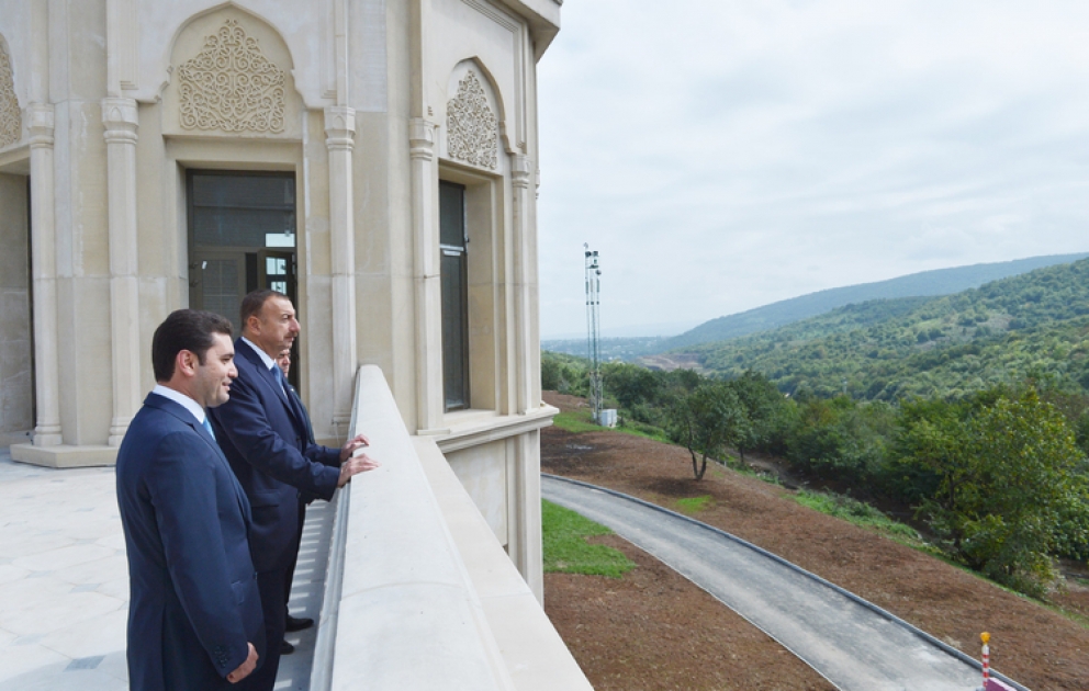 President Ilham Aliyev inspects construction work at Rixos Quba Azerbaijan hotel in Guba
