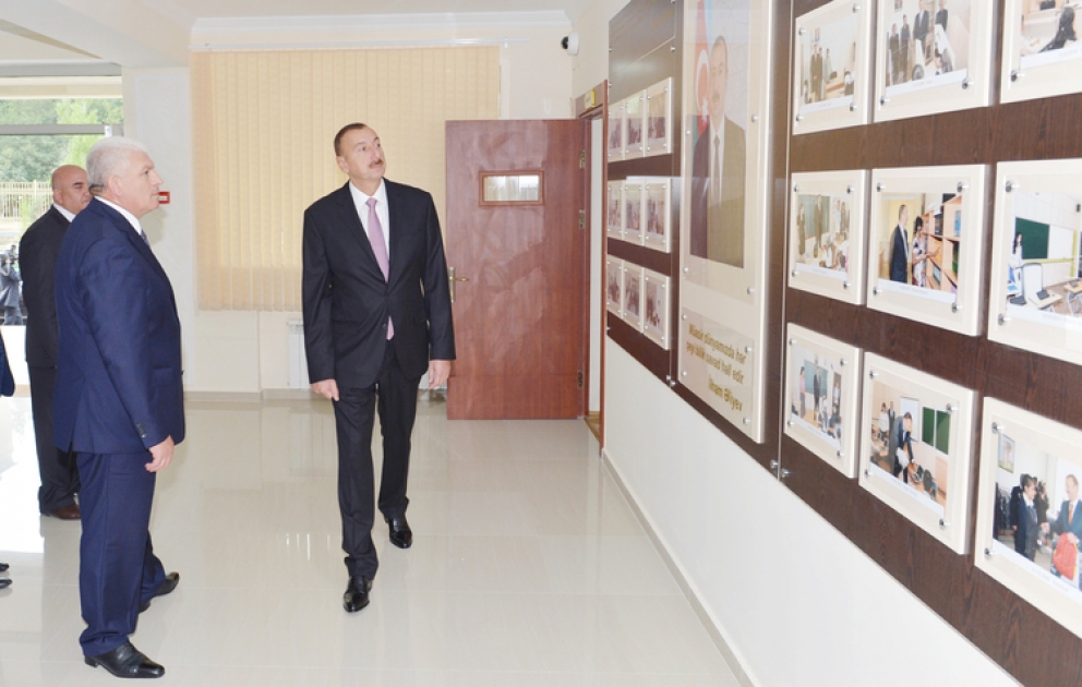 President Ilham Aliyev inspects two remodeled schools in Baku