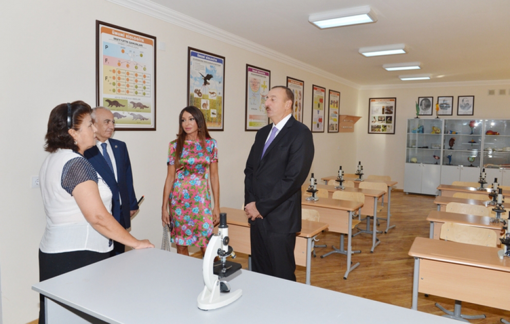 Azerbaijani President inspects three remodeled schools in Baku