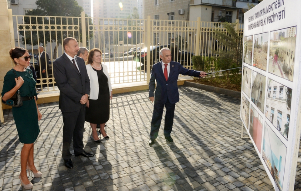 President Ilham Aliyev opens remodeled school in Baku on Knowledge Day