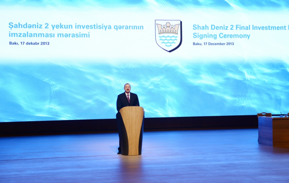 La cérémonie de signature de la décision finale d’investissement pour Chahdeniz-2 à Bakou La cérémonie a été marquée par la présence du président azerbaïdjanais Ilham Aliyev