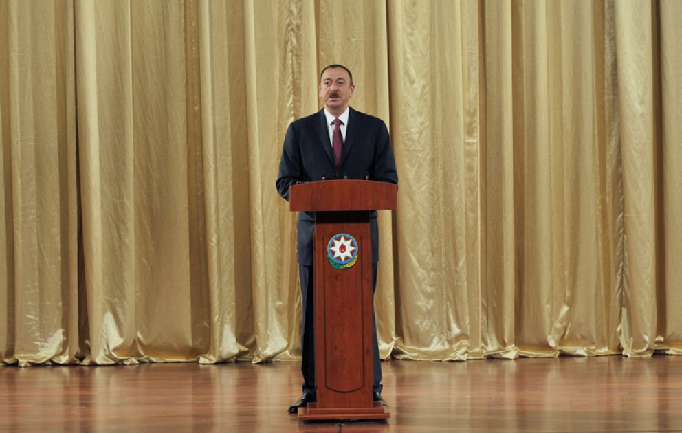 Azərbaycan Prezidenti İlham Əliyev Naxçıvan Muxtar Respublikasının 90 illik yubileyinə həsr olunmuş təntənəli mərasimdə iştirak edib
