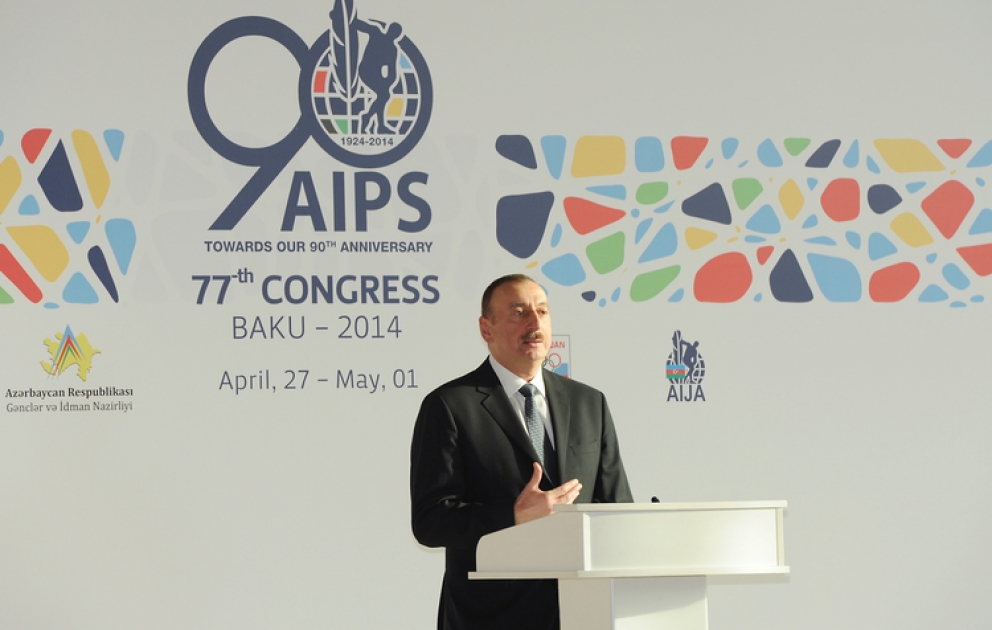 Dinner reception given in honor of participants of 77th Congress of International Sport Press Association President Ilham Aliyev attended the ceremony