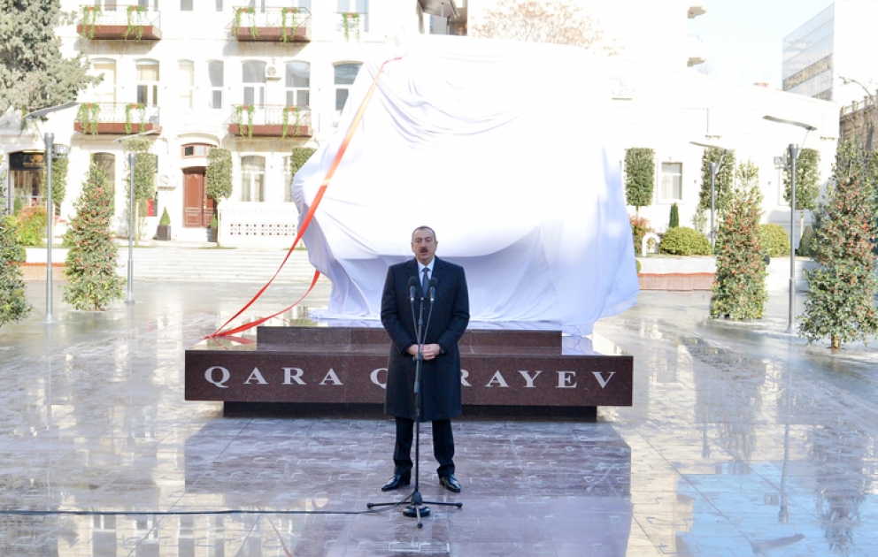 Le président azerbaïdjanais Ilham Aliyev a assisté à l’inauguration du monument du grand compositeur azerbaïdjanais Gara Garayev à Bakou