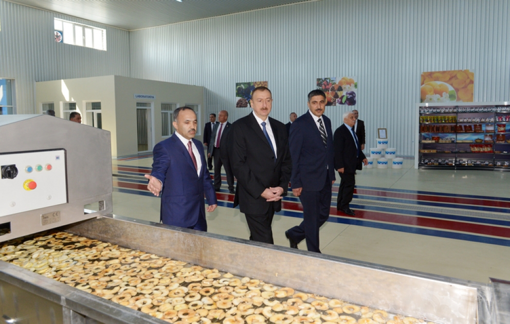 Prezident İlham Əliyev Ağdaş meyvə emalı zavodunun açılışında iştirak edib