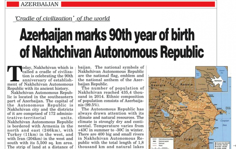 “The Korea Post” jurnalı: Naxçıvan-dünya sivilizasiyasının beşiyi