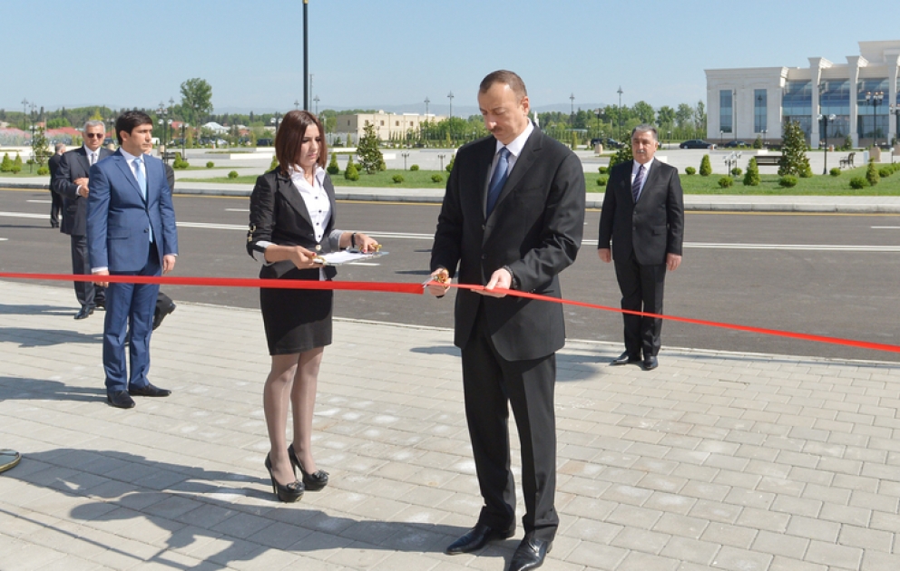 President Ilham Aliyev attended the opening ceremony of a new office building of the Agdash District branch of the New Azerbaijan Party