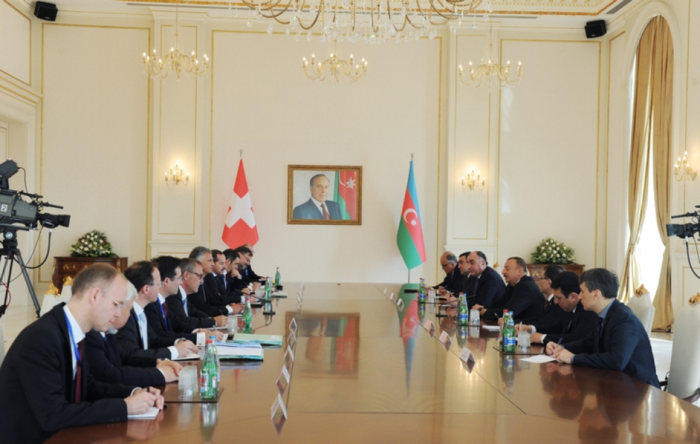 President Ilham Aliyev and President of the Swiss Confederation Didier Burkhalter met in an expanded format