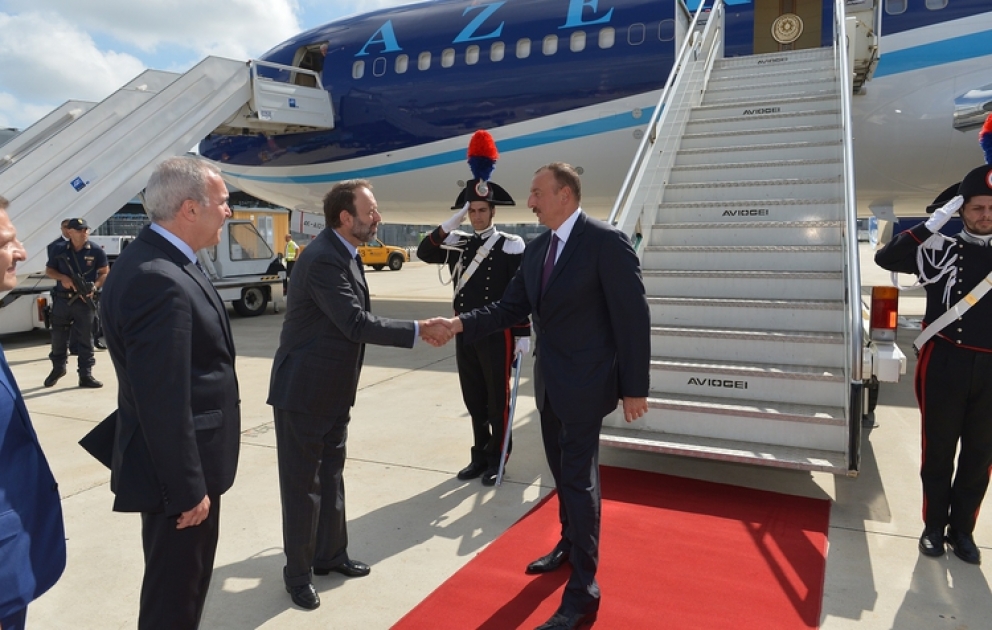 Prezident İlham Əliyev İtaliyaya rəsmi səfərə gəlib
