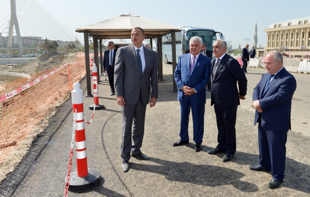 President Ilham Aliyev reviewed the progress of construction of the road-transport infrastructure around the Baku Olympic Stadium