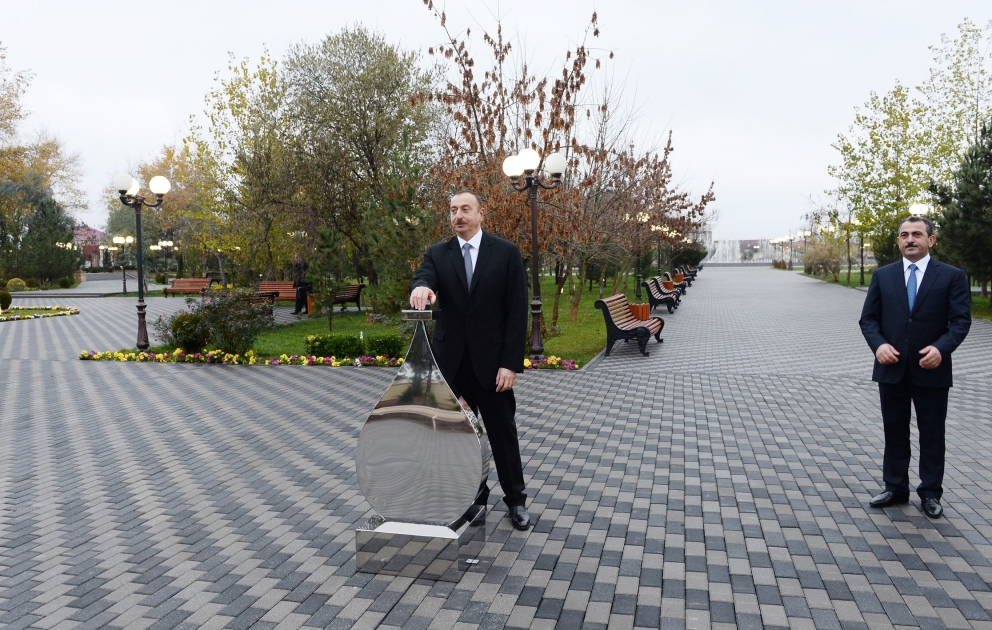 Azərbaycan Prezidenti İlham Əliyev Sabirabad şəhərinə içməli suyun verilməsi mərasimində iştirak edib