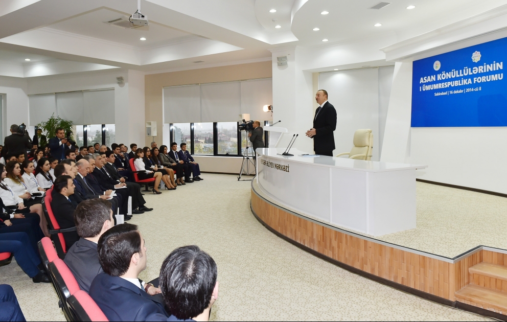 Prezident İlham Əliyev Sabirabadda ASAN Könüllülərinin I Ümumrespublika Forumunun açılışında iştirak edib
