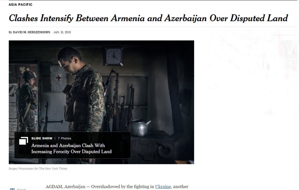 “The New York Times” qəzetində Ermənistan-Azərbaycan münaqişəsi haqqında məqalə dərc olunub