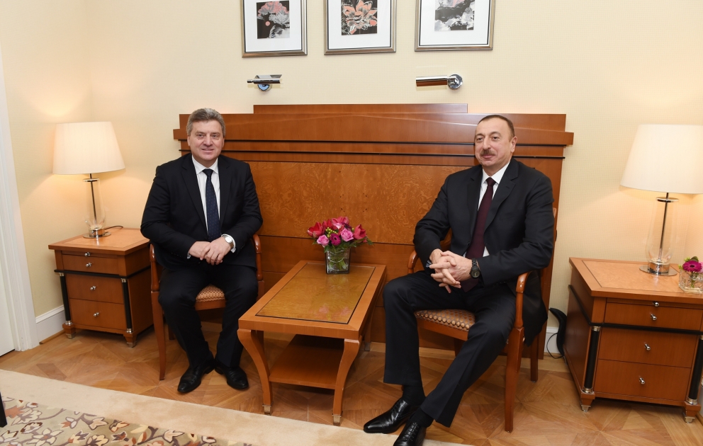Azərbaycan Prezidenti İlham Əliyevin keçmiş Yuqoslaviya Makedoniya Respublikasının Prezidenti George İvanov ilə görüşü