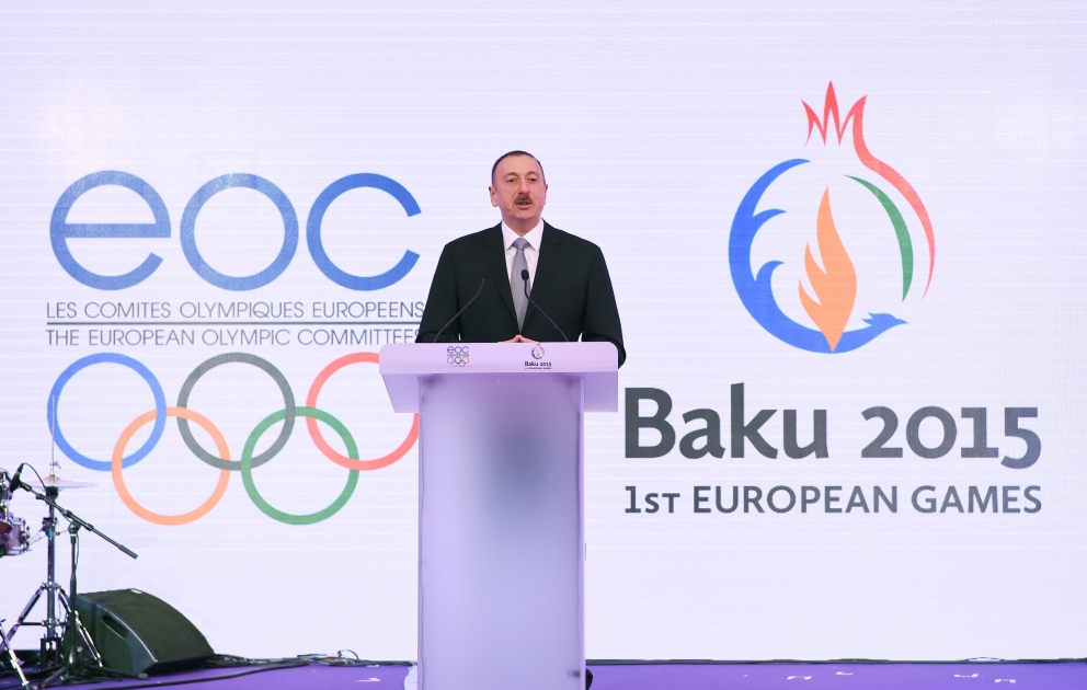 Prezident İlham Əliyev Davosda “Bakı-2015” ilk Avropa Oyunlarının təqdimatında iştirak edib