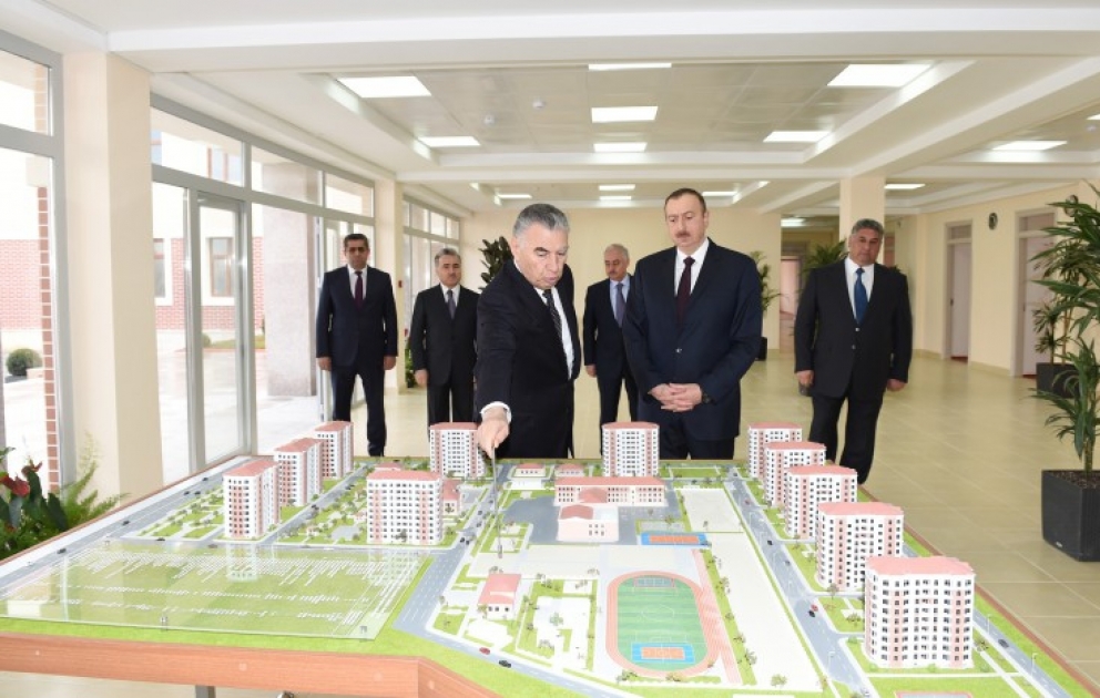 President Ilham Aliyev reviewed a newly-built residential complex for IDP families in Mingachevir