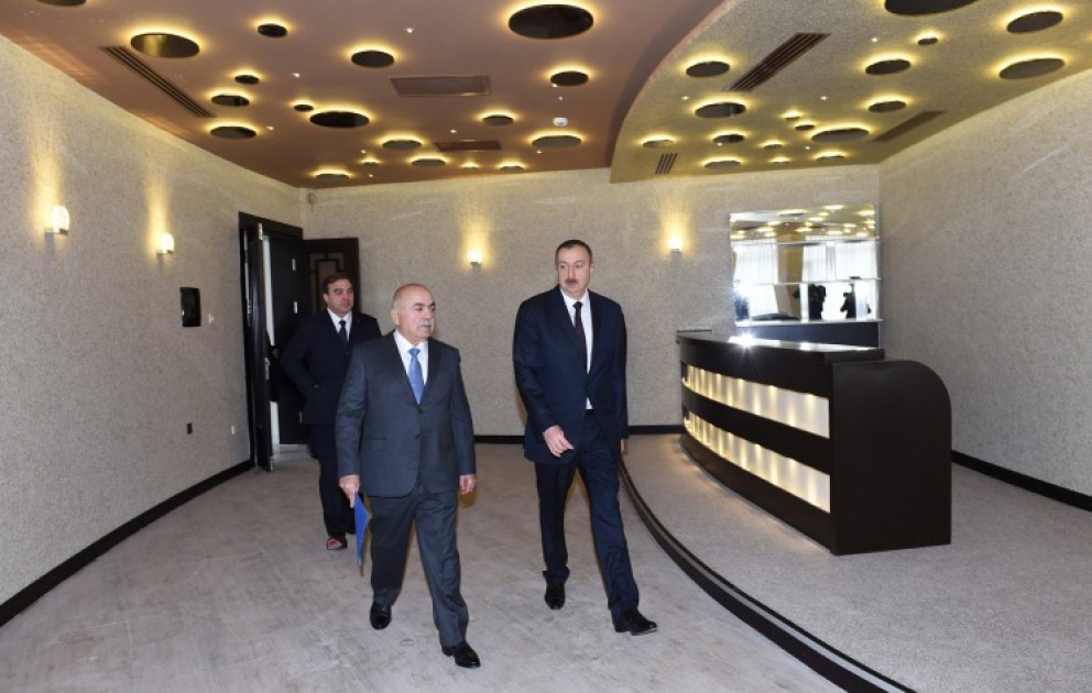 President Ilham Aliyev reviewed the progress of construction at Aghsaray hotel in Mingachevir