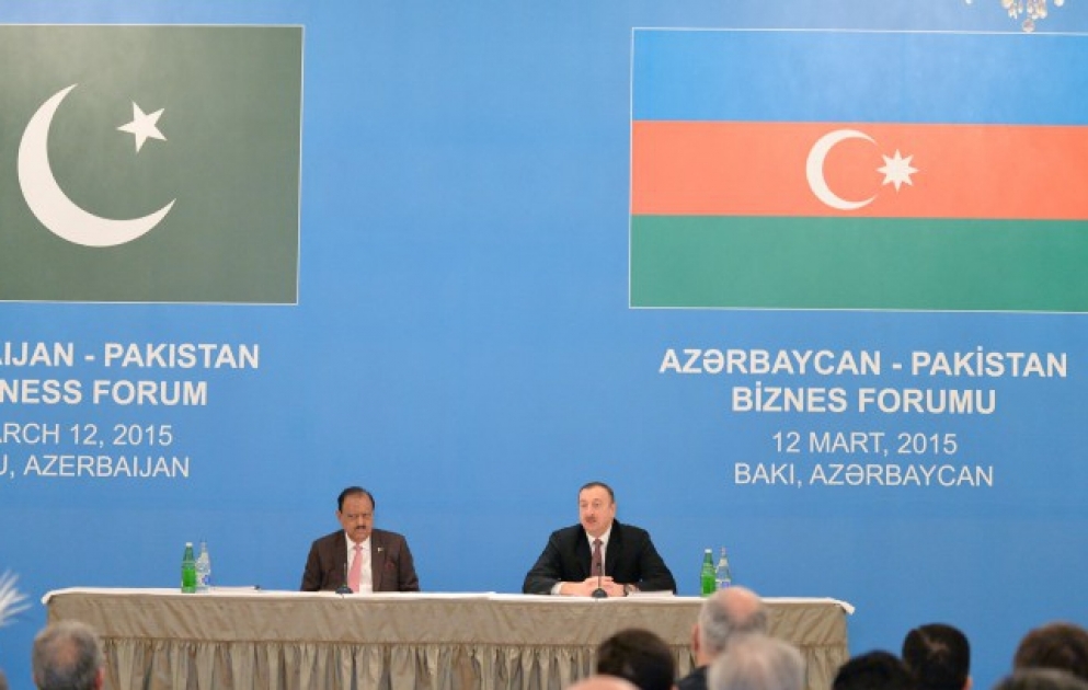 Prezident İlham Əliyev və Prezident Məmnun Hüseyn Azərbaycan-Pakistan biznes forumunda iştirak ediblər