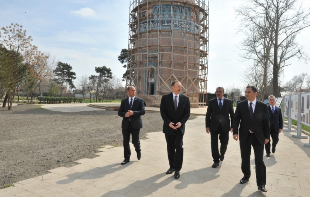 President Ilham Aliyev reviewed ongoing repair work at Barda Mausoleum