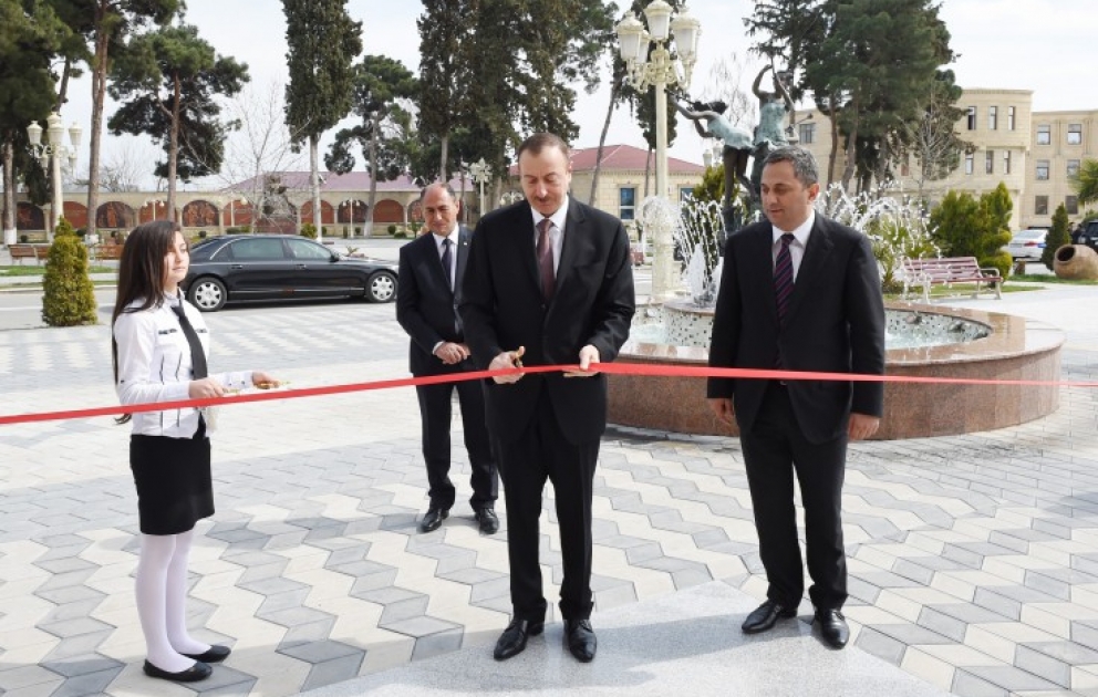 Barda : le président Ilham Aliyev participe à l’inauguration de l’Ecole des Beaux-arts pour enfants №1