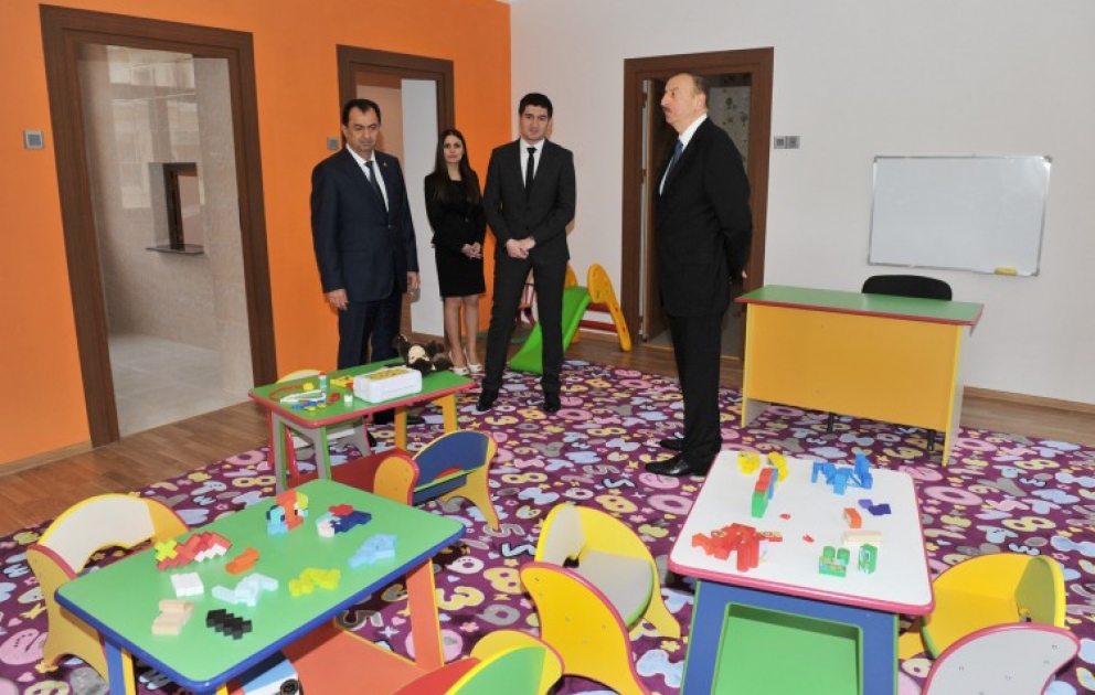 President Ilham Aliyev attended the opening of a newly-constructed kindergarten in Lankaran