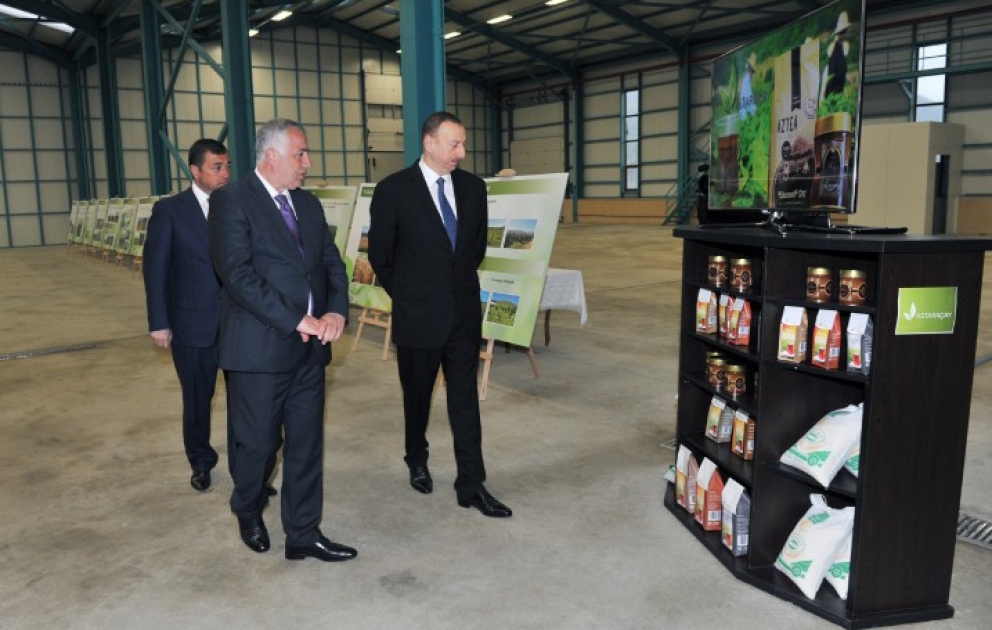 Präsident Ilham Aliyev hat im Astara die Teeverarbeitungsfabrik „Astaraçay“ besucht