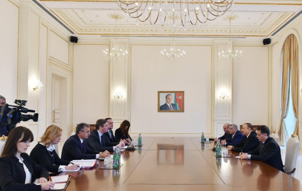 Entretien du président azerbaïdjanais Ilham Aliyev avec la délégation conduite par le Premier ministre serbe